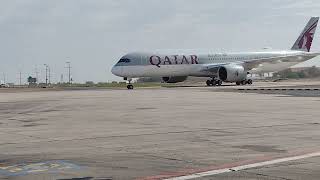 QATAR AIRBUS A350900 ON THE TAXI WAY [upl. by Reifnnej]