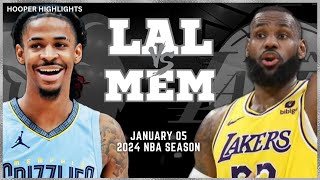 Los Angeles Lakers vs Memphis Grizzlies Full Game Highlights  Jan 5  2024 NBA Season [upl. by Ignazio]