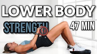 47 MIN LOWER BODY STRENGTH DUMBBELLS SETS ABS [upl. by Tammara]