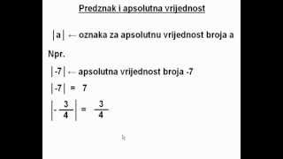 Predznak i apsolutna vrijednost racionalnog broja cjelina Racionalni brojevi 7 razred [upl. by Branca]