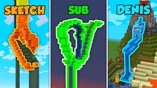 SKETCH vs SUB vs DENIS  WATERSLIDE in Minecraft The Pals [upl. by Fonda]