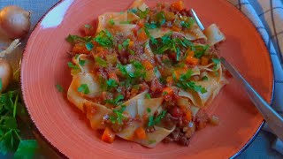 Pappardelle mit fruchtiger Lammbolognese cooking pasta bolognese einfachesrezept [upl. by Ynabe]