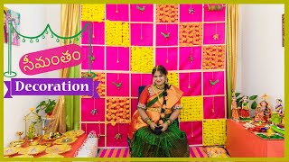 My Seemantham Decor Event Style traditional backdrop decoration Babyshower DecorTelugu Vlogs USA [upl. by Laerol]