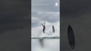 Olympic surfer Gabriel Medinas epic reaction captured in viral photo [upl. by Mcmillan]