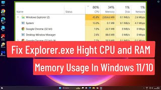 Fix Explorerexe High CPU and RAM Memory Usage In Windows 1110 [upl. by Alitta]