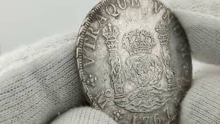 8 Reales Columnario 1767 Mexico MF Carlos III [upl. by Wyon]