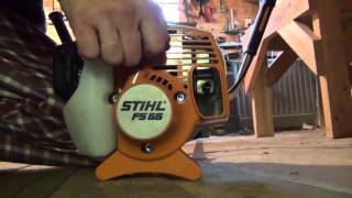 Запуск газонокосилки Stihl FS 55 [upl. by Yhtir730]