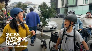 Students and parents swap the bus for biking to school together [upl. by Johannah]