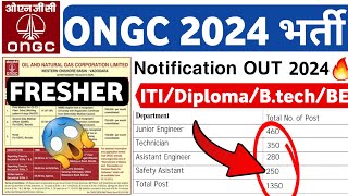 ONGC Latest Notification 2024 😍  Freshers  POST 1145  ONGC Job Vacancy 2024  ONGC Jobs 2024 🔥 [upl. by Yle]