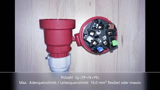 Kupplung CEE 63 A Bals Kraftsteckdose schraubenlose Anschlusstechnik Quick Connect Multi Grip 31049 [upl. by Tegan208]