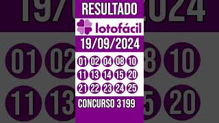 LOTO FACIL hoje  19092024  Resultado concurso 3198 [upl. by Vidal]