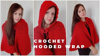 CROCHET EASY HOODED SHAWLWRAPCAPE  Crochet The Scarlet Shawl Beginner Tutorial amp Free Pattern [upl. by Vasili]