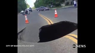 Giant Sinkhole Opens Up In Cali Neighborhood CAUGHT ON TAPE [upl. by Etak529]