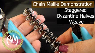 Chain Maille Tutorial  Staggered Byzantine Halves Weave [upl. by Aenehs99]