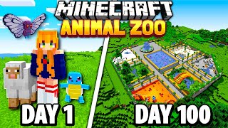 I Survived 100 Days Building a POKEMON ZOO in Minecraft [upl. by Nyledaj]