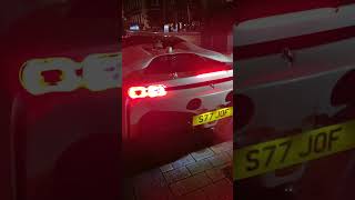 Cold start and Drive By Ferrari SF90 in White automobile Ferrari Mayfair batterseapowerstation [upl. by Fleda]