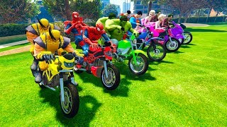 LEARN COLOR with Superheroes Motorcycles golf park and Police cars for kids funny [upl. by Gaige]