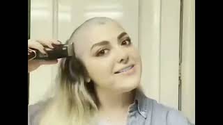 Blonde to Bald Women Head Shave Hot Girl Head Shave 1 [upl. by Naujat]