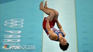 Asher Hong calm and composed on vault in Paris Olympic qualification  NBC Sports [upl. by Yecnay95]