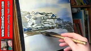 Watercolour Painting Demo of St Ives Harbour in Cornwall [upl. by Attoynek147]