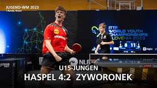 Haspel  Zyworonek  U15Jungen Einzel 1Runde  JWM 2023 [upl. by Aicilehp]