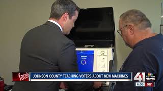 Johnson County teaching voters how to use new voting machines [upl. by Yusem370]