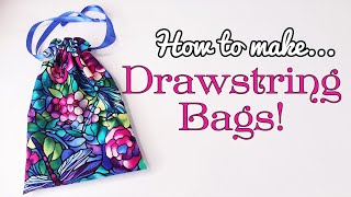 How To Make A Drawstring Bag With A Lining  Pouch Sewing Tutorial [upl. by Euqinu48]