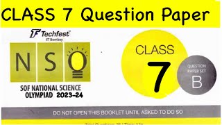 NSO Class 7 Question Paper Set B 202324  SOF science Olympiad Question Paper Grade 7  SOF NSO [upl. by Adnauq]