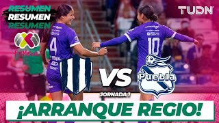 Highlights  Rayadas vs Puebla  Liga Mx Femenil  CL2024 J1  TUDN [upl. by Ami]