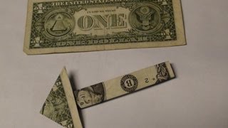 1 One Dollar Bill Money Arrow Origami  Paper Folding Tutorial  Moneygami Hand Made Arrows Guide [upl. by Nylrahc]