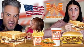 Brits Try Real WHATABURGER for the first time WOW [upl. by Mazlack]