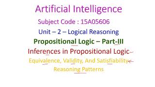 Inferences in Propositional LogicArtificial IntelligenceLogical ReasoningEquivalencePatterns [upl. by Ibson607]