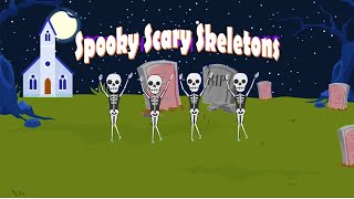 Halloween Songs  Spooky Scary Skeletons  Andrew Gold  Lyric Video  Karaoke for Kids [upl. by Aiceled996]