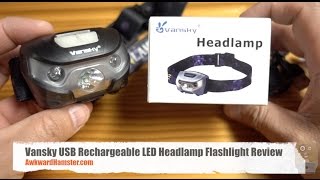 Vansky USB Rechargeable LED Headlamp Flashlight Review [upl. by Merrile]