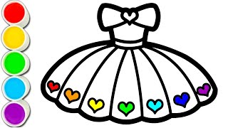 Rainbow Dress Easy and Cute drawing easy with colours  How To Draw Dress [upl. by Sigismondo97]