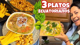 Tres PLATOS TÍPICOS ECUATORIANOS hechos con CAMARÓN de Exportación 🇪🇨🦐 Josué y Elie [upl. by Erodoeht]