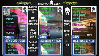 RTX 3060 12GB VS RX 6600 XT 8GB VS RTX 3060 Ti 8GB Pruebas Con AMD Ryzen En 1080p [upl. by Baum]