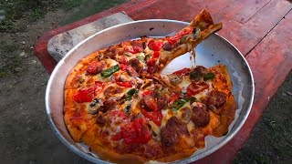 Epic Pizza Recipe Baked in the Garden Oven [upl. by Annaeiluj]