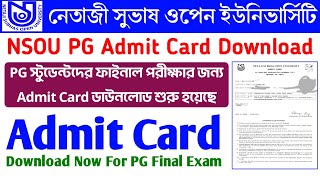 NSOU PG ADMIT CARD DOWNLOAD  nsou pg admit card download link  pg admit card download link [upl. by Glenine]