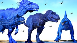 Big Blue Dinosaurs Fighting in Jurassic World Evolution TRex vs IRex vs Indoraptor [upl. by Masterson]