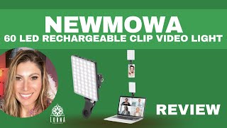 Newmowa 60 LED High Power Rechargeable Clip Fill Video Light with Front amp Back Clip Adjusted REVIEW [upl. by Ahsekin]