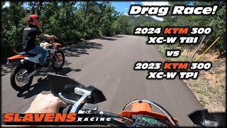 Drag Race 2024 KTM 300 XCW TBI vs 2023 KTM 300 XCW TPI [upl. by Neirrad]