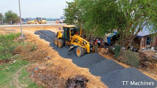 Wonderful Project Building New Foundation Village Road By Dump Truck amp Motor Grader Spreading Gravel [upl. by Sheppard]