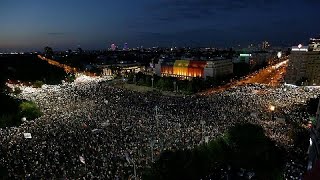 Romanias expats return home for antigovernment protest in Bucharest [upl. by Nnaed667]