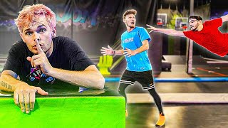 24 HOUR OVERNIGHT CHALLENGE in TRAMPOLINE PARK [upl. by Chickie876]