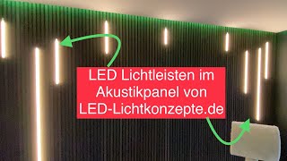 Akustik Panel Wandpanel TV Wand mit LED Lichtleisten LED Profile Raumbeleuchtung Wohnwand Design [upl. by Ojeitak]