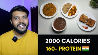 Easy 2000 Calorie Diet for Collegehostel Students  4 Meals  160gms Protein  🇮🇳 [upl. by Shaer224]