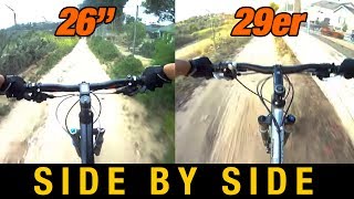 26quot Full Suspension VS 29er Hardtail  26 versus 29 inch Wheels POV Cross Country XC Trails [upl. by Hartmunn]