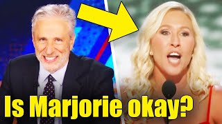 LOL Marjorie Taylor Greene LAUGHED AT by ENTIRE Audience as Jon Stewart ROASTS Her [upl. by Urana]