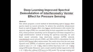 Deep Learning Improved Spectral Demodulation of Interferometry Vernier Effect for Pressure Sensing [upl. by Huebner]